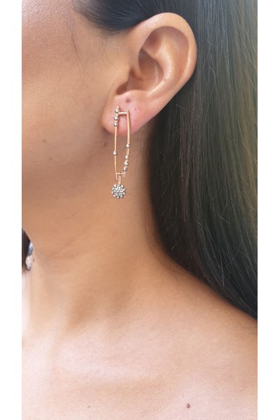 Ay Gümüş Kadın  Özel Tasarım Milka Zirkon Küpe 925 Ayar Gümüş