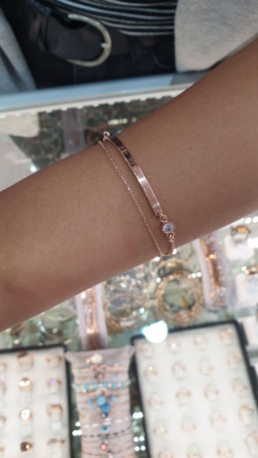 Ay Gümüş Kadın Roze Zirkon İthal Kelepçe Bileklik 925 Ayar Gümüş