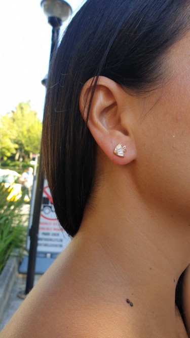 Ay Gümüş Kadın Balık Figürü Mini Küpe 925 Ayar Gümüş