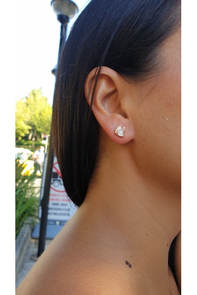 Ay Gümüş Kadın Balık Figürü Mini Küpe 925 Ayar Gümüş