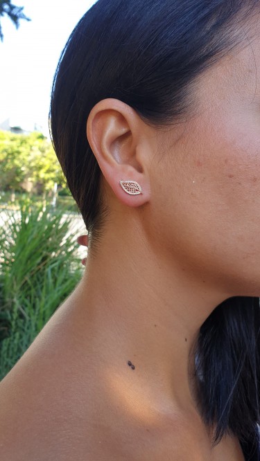 Ay Gümüş Kadın Yaprak Roze İthal Küpe 925 Ayar Gümüş