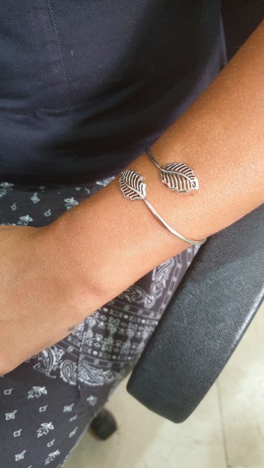 Ay Gümüş Kadın Özel Tasarım Yaprak Model Kelepçe 925 Ayar Gümüş