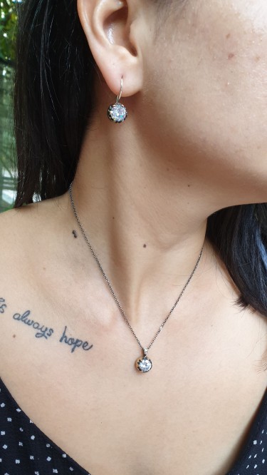 Ay Gümüş Kadın Elmas Modeli Tasarım Kolye 925 Ayar Gümüş