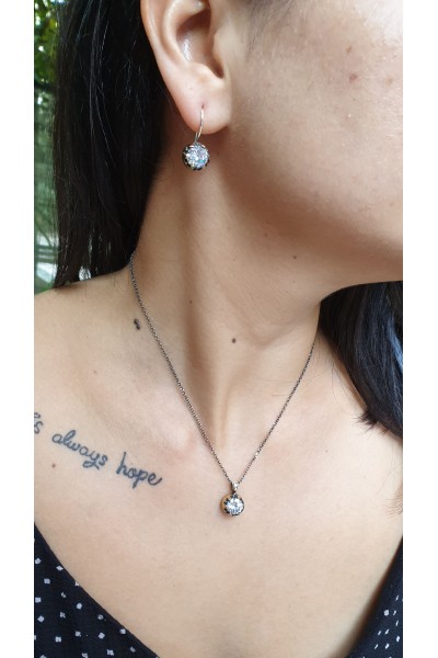 Ay Gümüş Kadın Elmas Tasarım Küpe 925 Ayar Gümüş