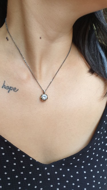 Ay Gümüş Kadın Elmas Modeli Tasarım Kolye 925 Ayar Gümüş