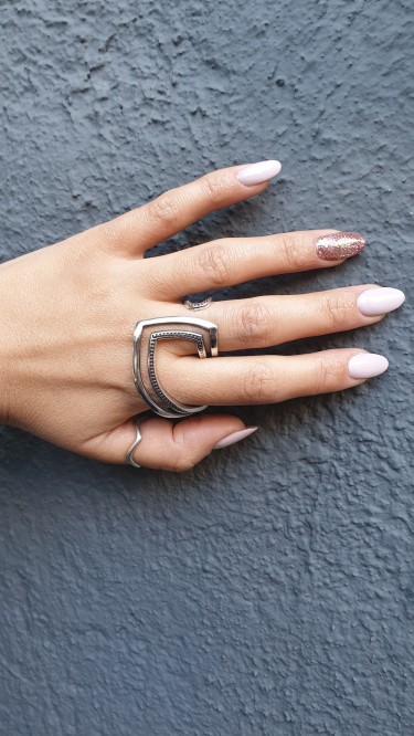 Ay Gümüş Kadın Özel Tasarım Özel İşçilik Yüzük 925 Ayar Gümüş