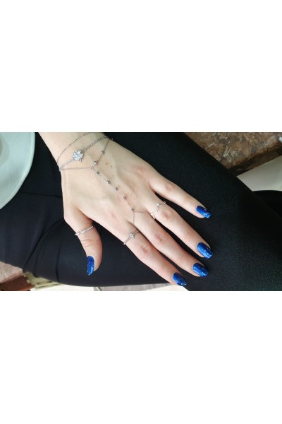 Ay Gümüş Kadın İtalyan Taşı Top Şahmeran Bileklik  925 Ayar Gümüş