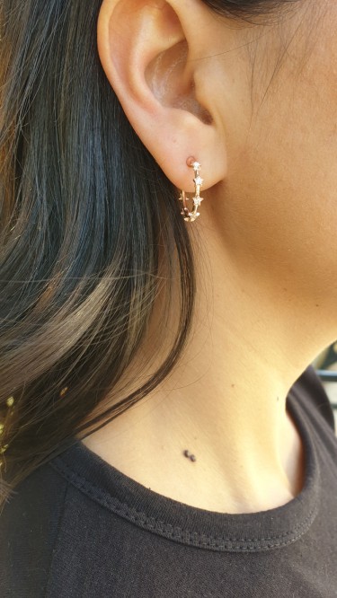 Ay Gümüş Kadın Ay Yıldızlı Halka  Küpe 925 Ayar Gümüş