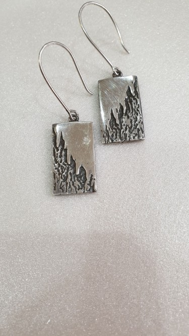 Ay Gümüş Kadın Özel Tasarım Dalgalı Küpe 925 Ayar Gümüş