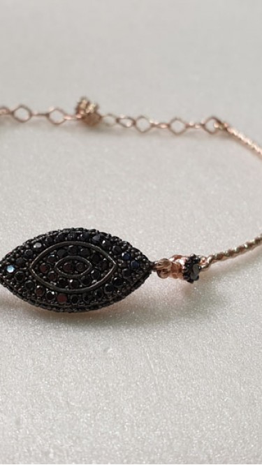 Ay Gümüş Kadın Siyah Zirkon İthal Bileklik 925 Ayar Gümüş