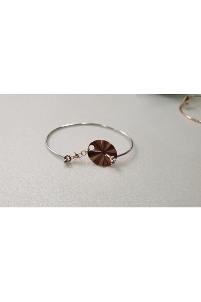  Ay Gümüş Kadın Swarovski Plak kelepçe Bileklik 925 Ayar Gümüş