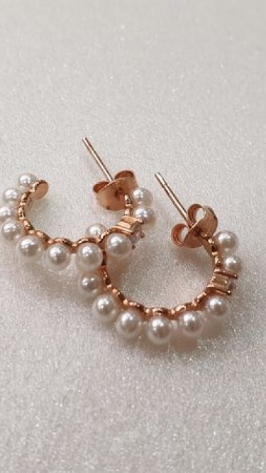 Ay Gümüş Kadın İthal İnci Zirkon Küpe 925 Ayar Gümüş