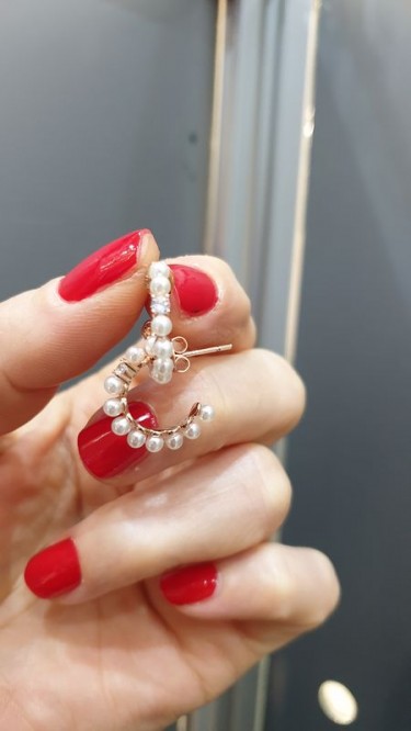 Ay Gümüş Kadın İthal İnci Zirkon Küpe 925 Ayar Gümüş