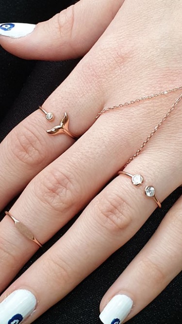 Ay Gümüş Kadın Balık Kılçığı Şahmeran 925 Ayar Gümüş