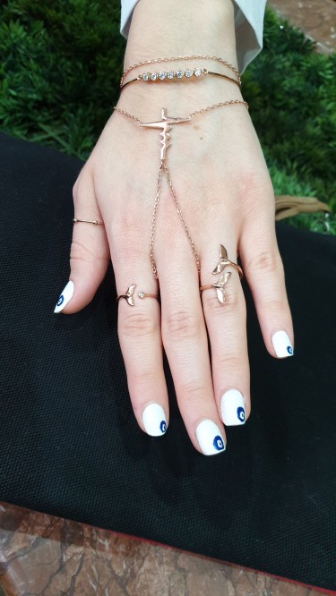 Ay Gümüş Kadın İtalyan Kalp Ritmi Roze Şahmeran Bileklik  925 Ayar Gümüş