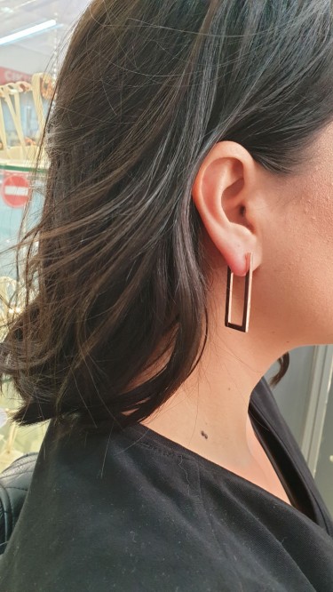 Ay Gümüş Kadın Kare Tasarım Trend Küpe 925 Ayar Gümüş