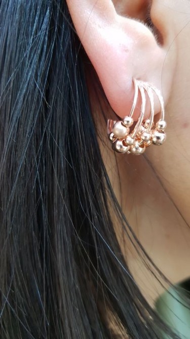 Ay Gümüş Kadın İtalyan Roze Top Top Halka Küpe 925 Ayar Gümüş