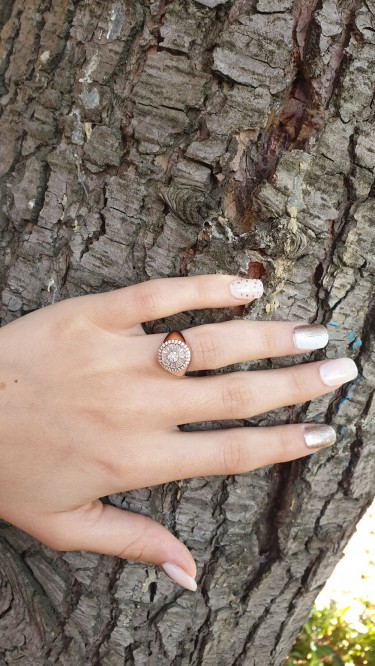 Ay Gümüş Kadın Şövalye  Zirkon Yüzük 925 Ayar Gümüş