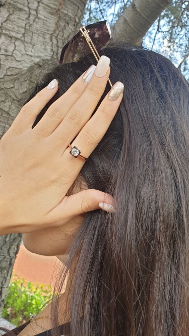 Ay Gümüş Kadın Zirkonyum Elmas Taşı Yüzük 925 Ayar Gümüş