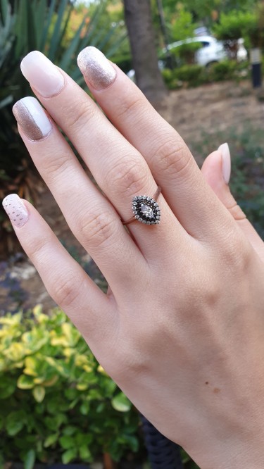 Ay Gümüş Kadın Elmas Modeli Zirkon Taşlı Yüzük 925 Ayar Gümüş