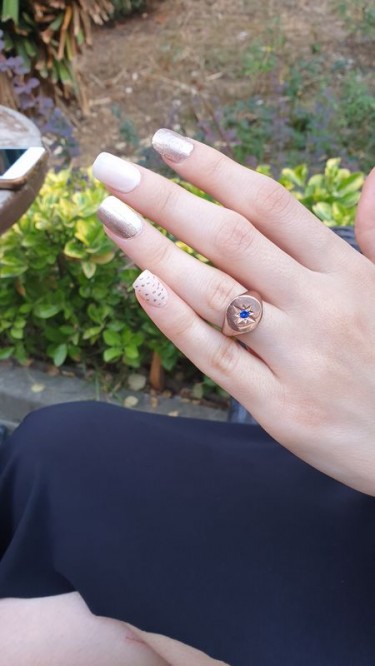 Ay Gümüş Kadın Renkli Zirkon Taşlı Şövalye Yüzük  925 Ayar Gümüş