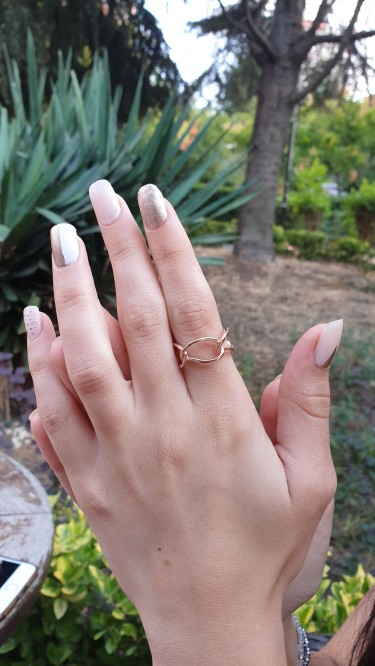 Ay Gümüş Kadın Zincir Modeli İtalyan Yüzük 925 Ayar Gümüş