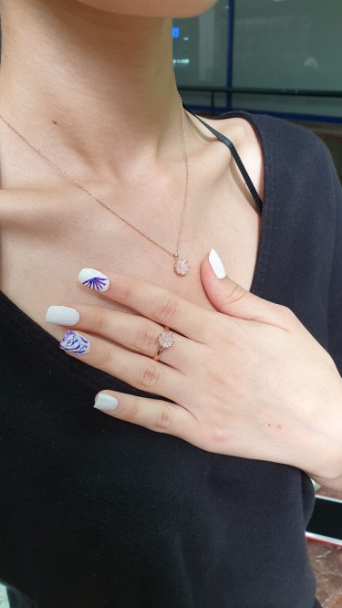 Ay Gümüş Kadın Lotus Çiçeği Kolye 925 Ayar Gümüş