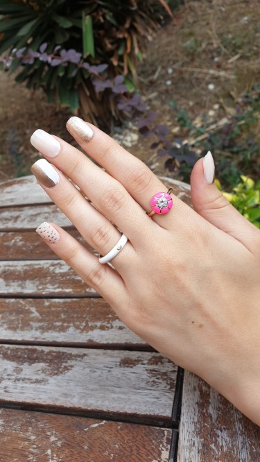 Ay Gümüş Kadın Neon Rengi Şövalye Yüzüğü 925 Ayar Gümüş