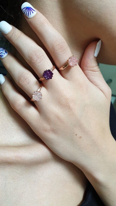 Ay Gümüş Kadın Lotus Çiçeği Yüzük 925 Ayar Gümüş