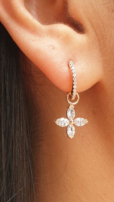 Ay Gümüş Kadın Rose Markis 925 Ayar Gümüş İthal Küpe 