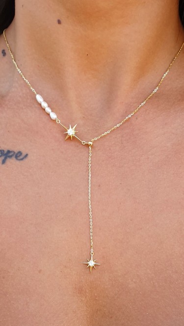 Ay Gümüş Kadın Yıldız İnci Zirkon 925 Ayar Gümüş Altın Kaplama Asansörlü İthal Kolye Ay Gümüş Kadın Yıldız İnci Zirkon 925 Ayar Gümüş Altın Kaplama Asansörlü İthal Kolye