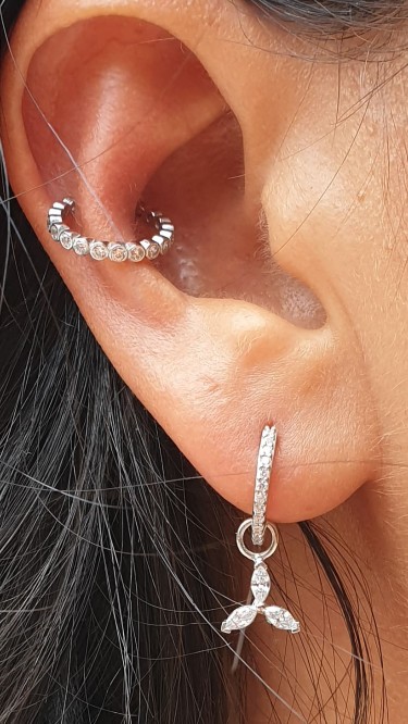 Ay Gümüş Kadın Markis 925 Ayar Gümüş Halka Küpe 