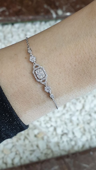 Ay Gümüş Kadın Baget Zirkon 925 Ayar Gümüş Bileklik Ay Gümüş Kadın Baget Zirkon 925 Ayar Gümüş Bileklik