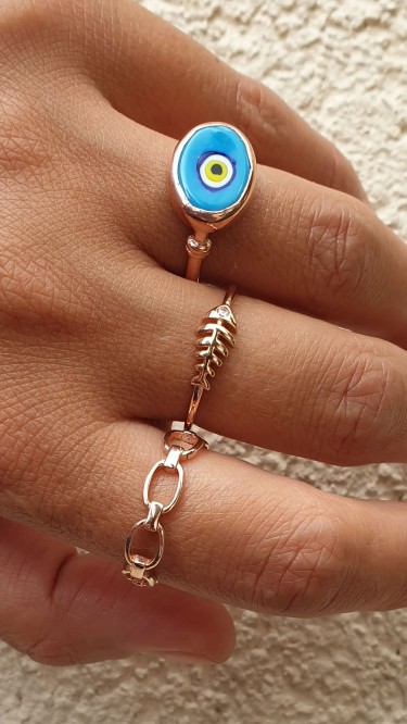 Ay Gümüş Kadın Nazar Renk Rose 925 Ayar Gümüş Yüzük Ay Gümüş Kadın Nazar Renk Rose 925 Ayar Gümüş Yüzük