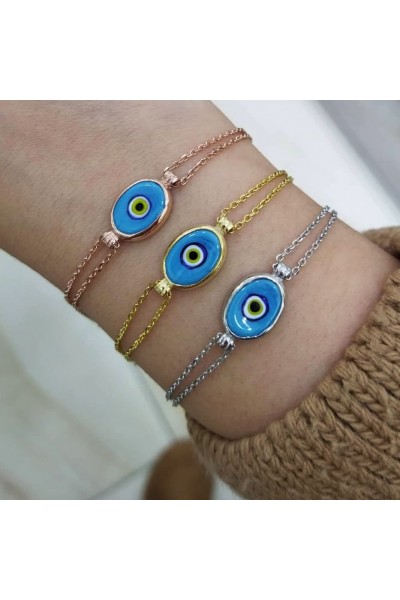 Ay Gümüş Kadın Nazar Zincirli Bileklik