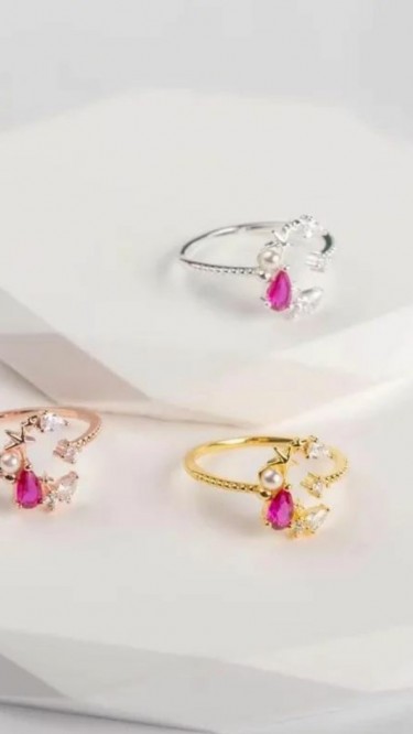 Ay Gümüş Kadın 925 Ayar Gümüş Zirkon Ay Yıldız Ayarlı Yüzük 