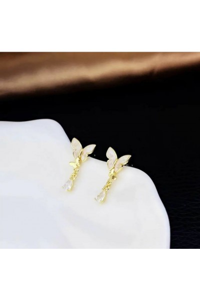 Ay Gümüş Kadın 925 Ayar Gümüş Zirkon Mine Minimal Küpe